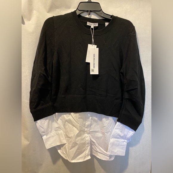 Veronica Beard Amirah Mixed-Media Sweater | NWT | Size M | Black - Picture 9 of 10